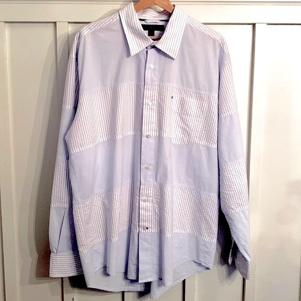 NWOT Tommy Hilfiger 2 tone blue white pieced stripe lightweight button up